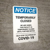 Notice: Temporarily Closed - Facility Closed Until Further Notice Portrait - Wall Sign Notice: Temporarily Closed - Facility Closed Until Further Notice Portrait - Wall Sign