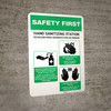 Safety First: Bilingual Spanish Hand Sanitizing Station 3-Steps with Icons Portrait - Wall Sign Safety First: Bilingual Spanish Hand Sanitizing Station 3-Steps with Icons Portrait - Wall Sign