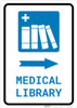 Medical Library Right Arrow with Icon Portrait - Wall Sign