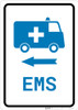EMS Medical Van Left Arrow with Icon Portrait v2 - Wall Sign