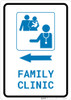 Family Clinic Left Arrow with Icon Portrait v2 - Wall Sign