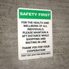 Safety First: Please Maintain a 6ft Distance While Shopping Portrait - Wall Sign Safety First: Please Maintain a 6ft Distance While Shopping Portrait - Wall Sign