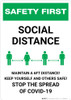 Safety First: Social Distance - Maintain a 6ft Distance! Portrait - Wall Sign