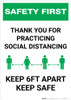 Safety First: Thank You For Social Distancing - Keep 6ft Apart Keep Safe Portrait - Wall Sign