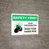 Safety First: Avoid Contamination - Wash Your Hands NowLandscape - Wall Sign