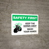 Safety First: Keep The Germs Away - Wash Your Hands Landscape - Wall Sign