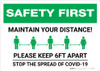 Safety First: Maintain Your Distance - Please Keep 6ft Apart Landscape - Wall Sign