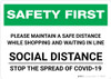 Safety First: Please Maintain Distance While Shopping - Social Distance Landscape - Wall Sign
