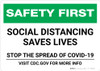 Safety First: Social Distancing Saves Lives - For More Information Visit Website Landscape - Wall Sign