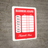 Business Hours - Wall Sign Business Hours - Wall Sign
