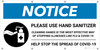 Notice: Please Use Hand Sanitizer Clean Hands with Icon - Banner