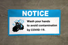 Notice: Wash Your Hands To Avoid Contamination By COVID-19 with Icon - Banner Notice: Wash Your Hands To Avoid Contamination By COVID-19 with Icon - Banner