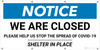 Notice: We Are Closed - Banner