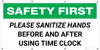 Safety First: Please Sanitize Hands Before And After Using Time Clock - Banner Safety First: Please Sanitize Hands Before And After Using Time Clock - Banner