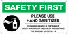 Safety First: Please Use Hand Sanitizer Prevent The Spread of COVID-19 with Icon - Banner