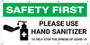 Safety First: Please Use Hand Sanitizer To Help Stop The Spread of Covid-19 with Icon - Banner