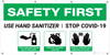Safety First: Use Hand Sanitizer Stop Covid-19 with Icons - Banner Safety First: Use Hand Sanitizer Stop Covid-19 with Icons - Banner