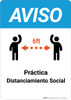 Notice: Practice Social Distancing with Icons Spanish - Wall Sign