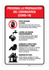 Prevent the Spread of Coronavirus - Covid-19 Spanish - Wall Sign Prevent the Spread of Coronavirus - Covid-19 Spanish - Wall Sign