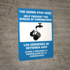 The Germs Stop Here with Icon Spanish Bilingual Portrait - Wall Sign The Germs Stop Here with Icon Spanish Bilingual Portrait - Wall Sign