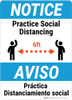 Notice: Practice Social Distancing Spanish Bilingual Portrait - Wall Sign Notice: Practice Social Distancing Spanish Bilingual Portrait - Wall Sign