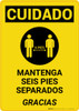 Caution: Please Maintain 6 Feet Spanish with Icon Portrait - Wall Sign Caution: Please Maintain 6 Feet Spanish with Icon Portrait - Wall Sign