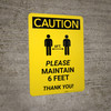 Caution: Please Maintain 6 Feet with Icon Portrait - Wall Sign