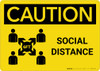 Caution: Social Distance 6 ft with Icon Landscape - Wall Sign Caution: Social Distance 6 ft with Icon Landscape - Wall Sign