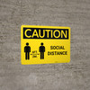 Caution: Social Distance 6 Ft/2m with Icon Landscape - Wall Sign