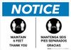 Notice: Maintain 6 Feet - Thank You Bilingual Spanish with Icon Landscape - Wall Sign Notice: Maintain 6 Feet - Thank You Bilingual Spanish with Icon Landscape - Wall Sign
