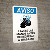 Notice: Wash Hands Before Returning To Work Spanish with Icon Portrait - Wall Sign