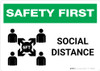 Safety First: Social Distance 6 Ft with Icon Landscape - Wall Sign Safety First: Social Distance 6 Ft with Icon Landscape - Wall Sign