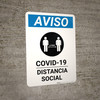 Notice: COVID-19 Social Distancing Spanish with Icon Portrait - Wall Sign