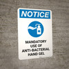 Notice: Mandatory Use Of Anti-Bacterial Hand Gel with Icon Portrait - Wall Sign