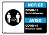 Notice: COVID-19 Social Distancing Bilingual Spanish with Icon ANSI Landscape - Wall Sign Notice: COVID-19 Social Distancing Bilingual Spanish with Icon ANSI Landscape - Wall Sign