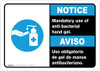 Notice: Mandatory Use Of Anti-Bacterial Hand Gel Bilingual Spanish With Icon ANSI Landscape - Wall Sign