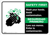 Safety First: Wash Your Hands Avoid Contamination Bilingual Spanish with Icon Landscape - Wall Sign