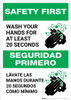 Safety First: Wash Your Hands For At Least 20 Seconds Bilingual Spanish with Icon Portrait - Wall Sign
