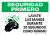 Safety First: Wash Your Hands For At Least 20 Seconds Spanish with Icon Landscape - Wall Sign