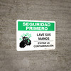 Safety First: Wash Your Hands Spanish with Icon Landscape - Wall Sign