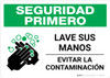 Safety First: Wash Your Hands Spanish with Icon Landscape - Wall Sign