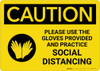 Caution: Please Use the Gloves Provided and Practice Social Distancing with Icon Landscape - Wall Sign