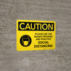 Caution: Please Use the Masks Provided and Practice Social Distancing with Icon Landscape - Wall Sign
