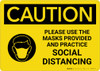 Caution: Please Use the Masks Provided and Practice Social Distancing with Icon Landscape - Wall Sign