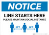 Notice: Line Starts Here Maintain Social Distancing Landscape - Wall Sign
