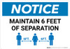 Notice: Maintain 6 Feet of Separation with Icon Landscape - Wall Sign Notice: Maintain 6 Feet of Separation with Icon Landscape - Wall Sign