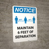 Notice: Maintain 6 Feet of Separation with Icon Portrait - Wall Sign