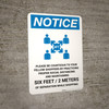 Notice: Please Be Courteous Social Distancing with Icon Portrait - Wall Sign
