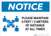 Notice: Please Maintain 6 Feet of Distance at All Times with Icon Landscape - Wall Sign Notice: Please Maintain 6 Feet of Distance at All Times with Icon Landscape - Wall Sign