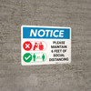 Notice: Please Maintain 6 feet of Distance at all Times with Icon Portrait - Wall Sign